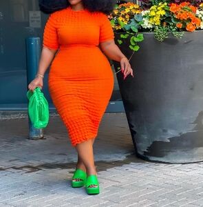 Vibrant Orange Textured Dress